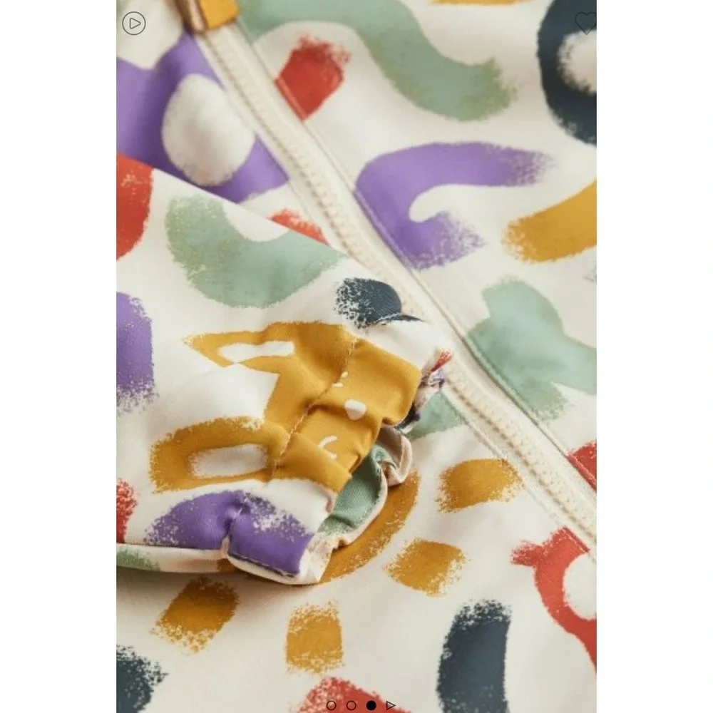HM Kids Abstract Print Hooded Shell Suit 12-18M Multicolor One Piece Rain Suit
